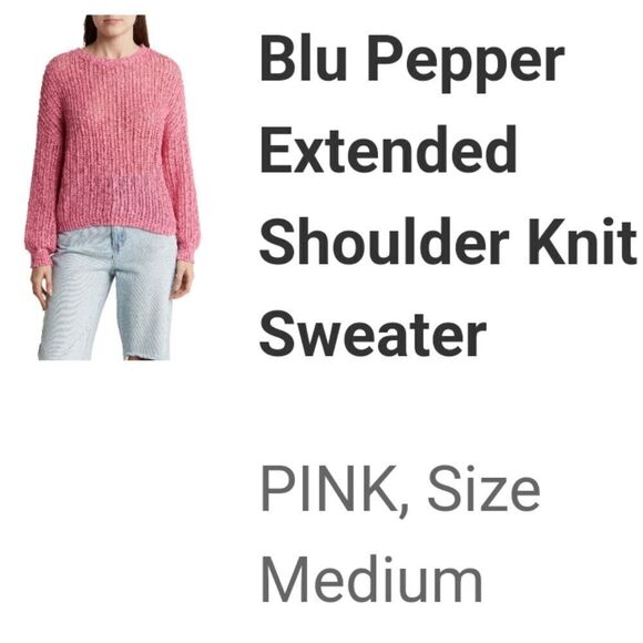 Extended Shoulder Knit SweaterBlu Pepper - Picture 3 of 4